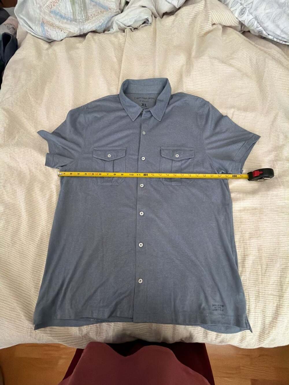 Calvin Klein Jeans Body Fit Short Sleeve Button Down Shirt Gray Size XL
